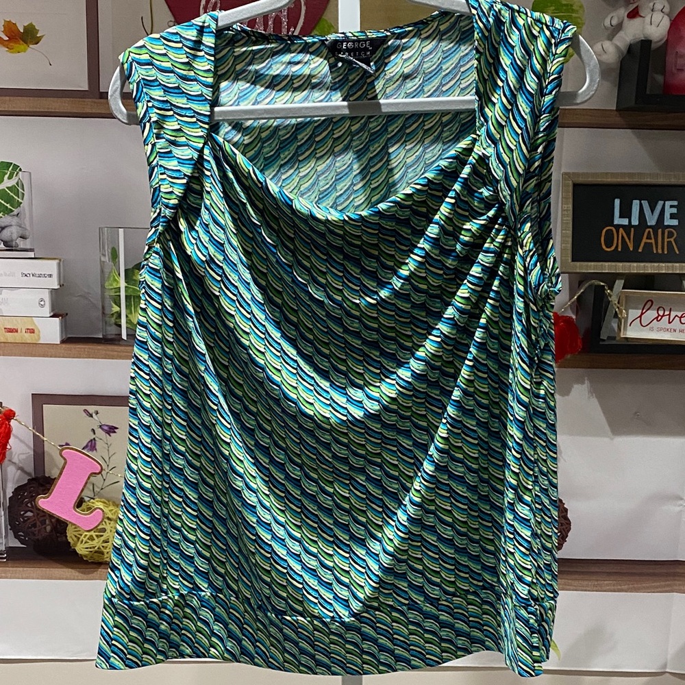 George Turquoise and Green Patterned Top XL. Ptp is 22